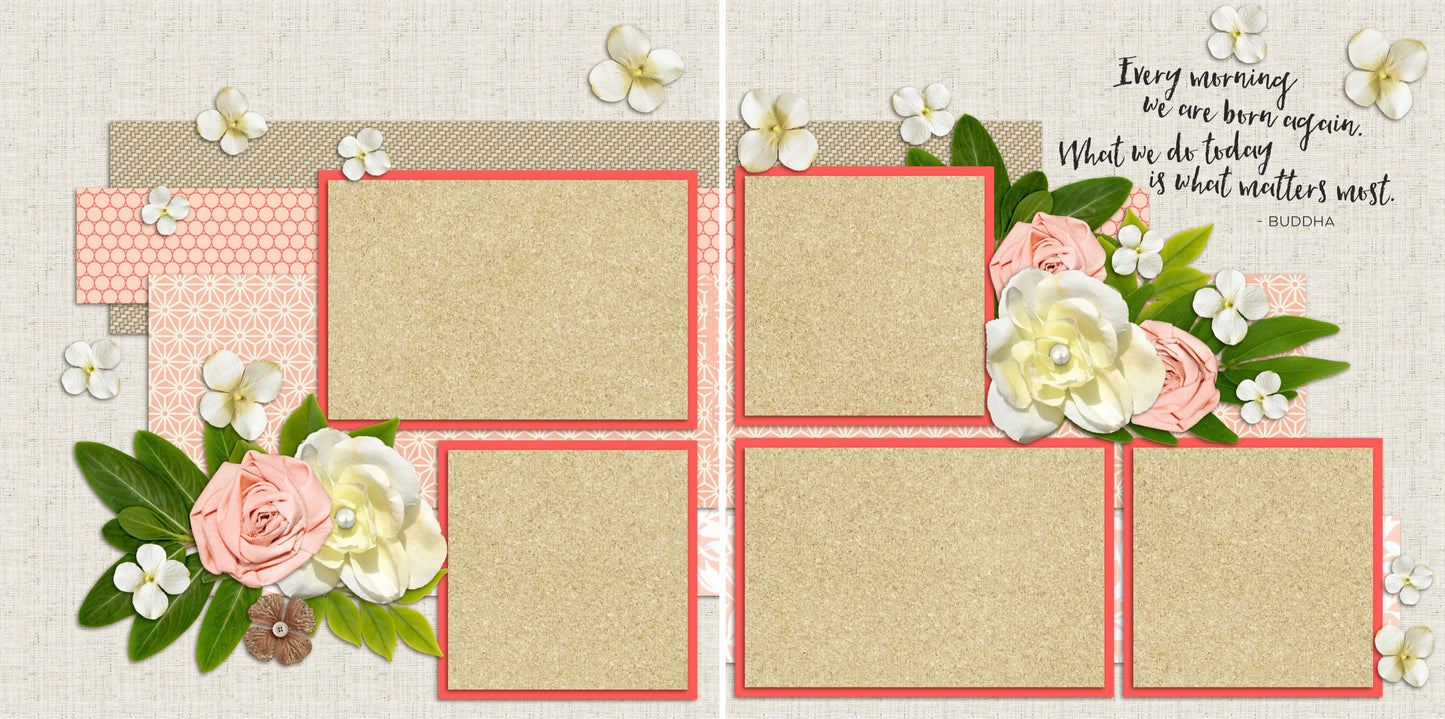 Pretty in Pink - Set of 5 Double Page Scrapbook Layouts - 1164