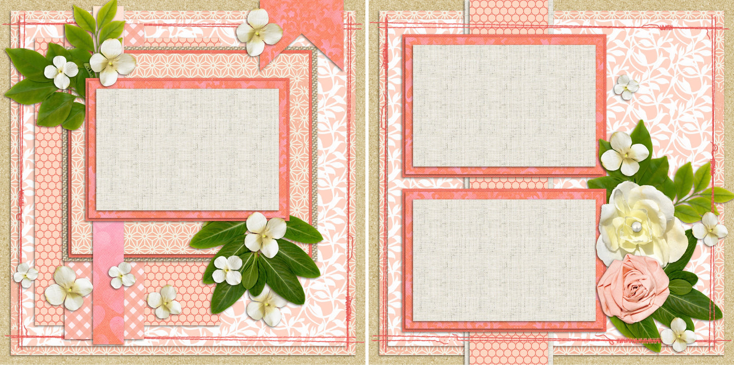 Pretty in Pink - Set of 5 Double Page Scrapbook Layouts - 1164