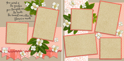 Pretty in Pink - Set of 5 Double Page Scrapbook Layouts - 1164