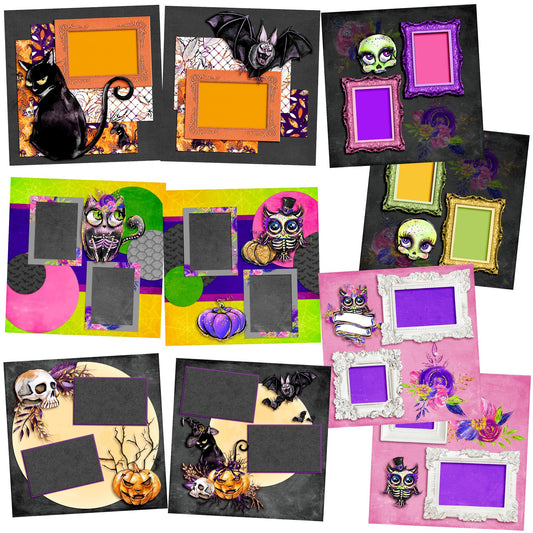 Creatures of Halloween - Set of 5 Double Page Layouts - 1451