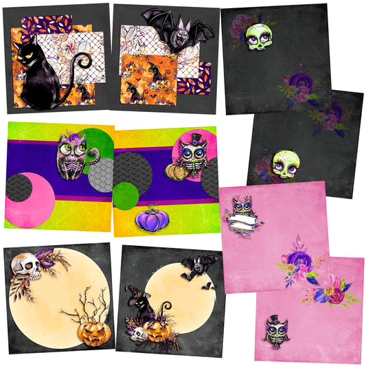 Creatures of Halloween NPM - Set of 5 Double Page Layouts - 1452
