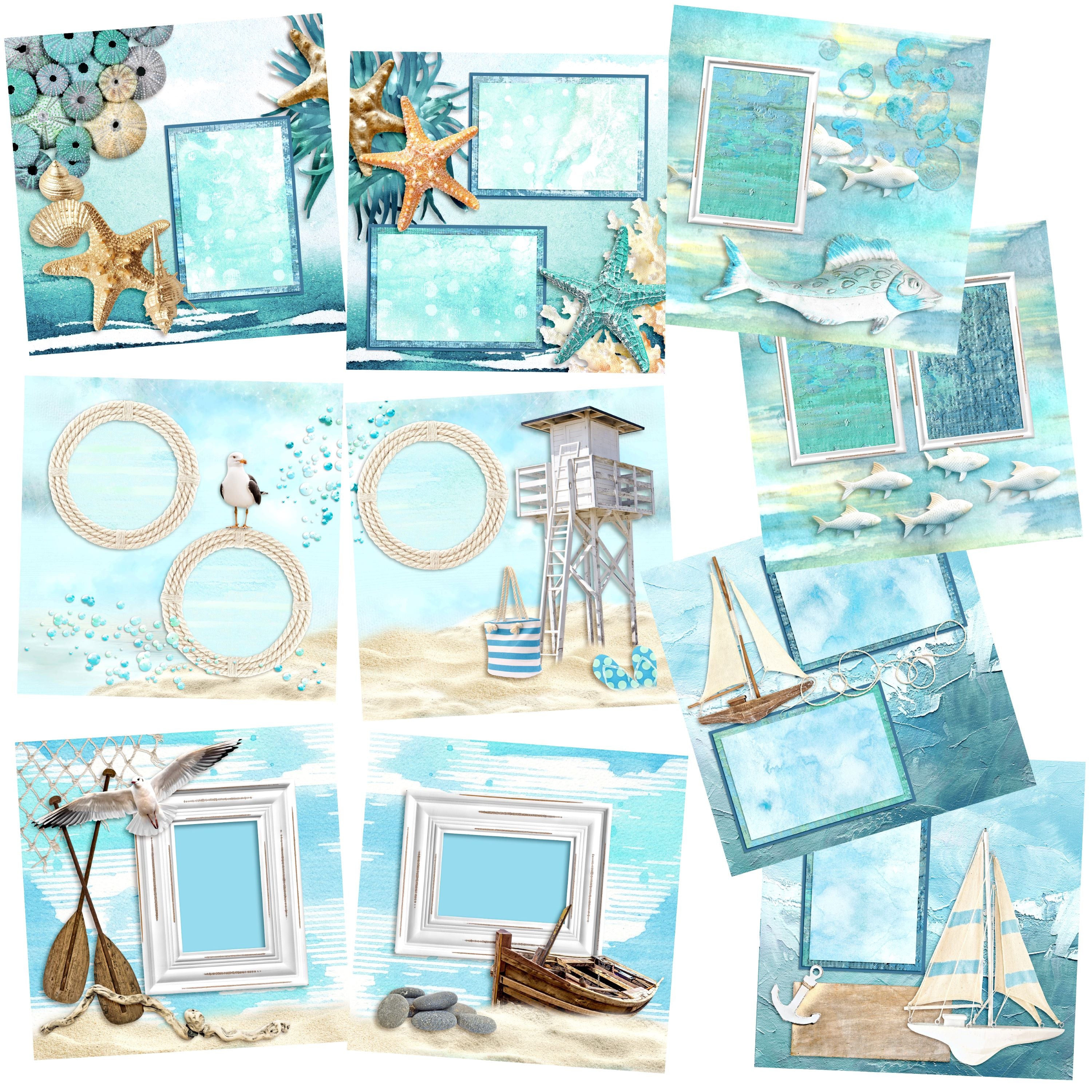 Ocean Adventures Set of 5 Double Page Layouts – EZscrapbooks
