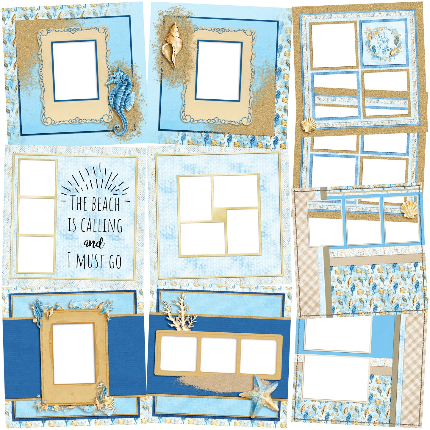 Sand & Sea EZ Quick Pages -  Digital Bundle - 10 Digital Scrapbook Pages - INSTANT DOWNLOAD