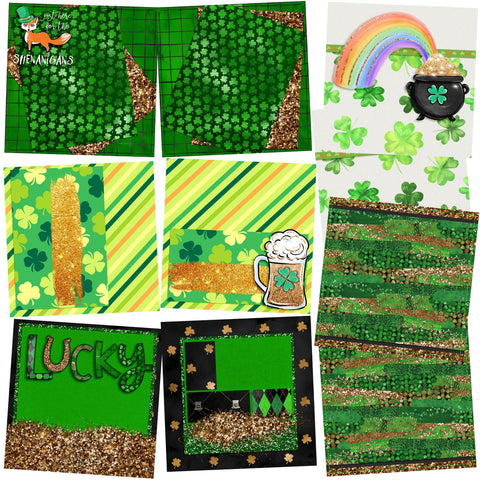 Shimmery St Pat NPM - Set of 5 Double Page Layouts - 1575