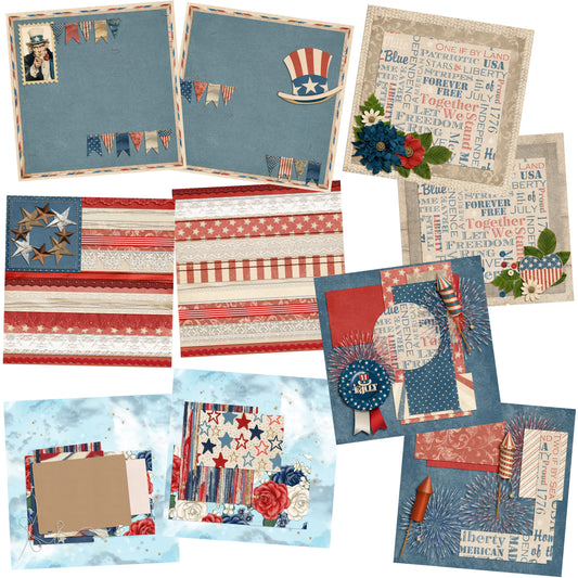 Stars & Stripes NPM - Set of 5 Double Page Layouts - 1444