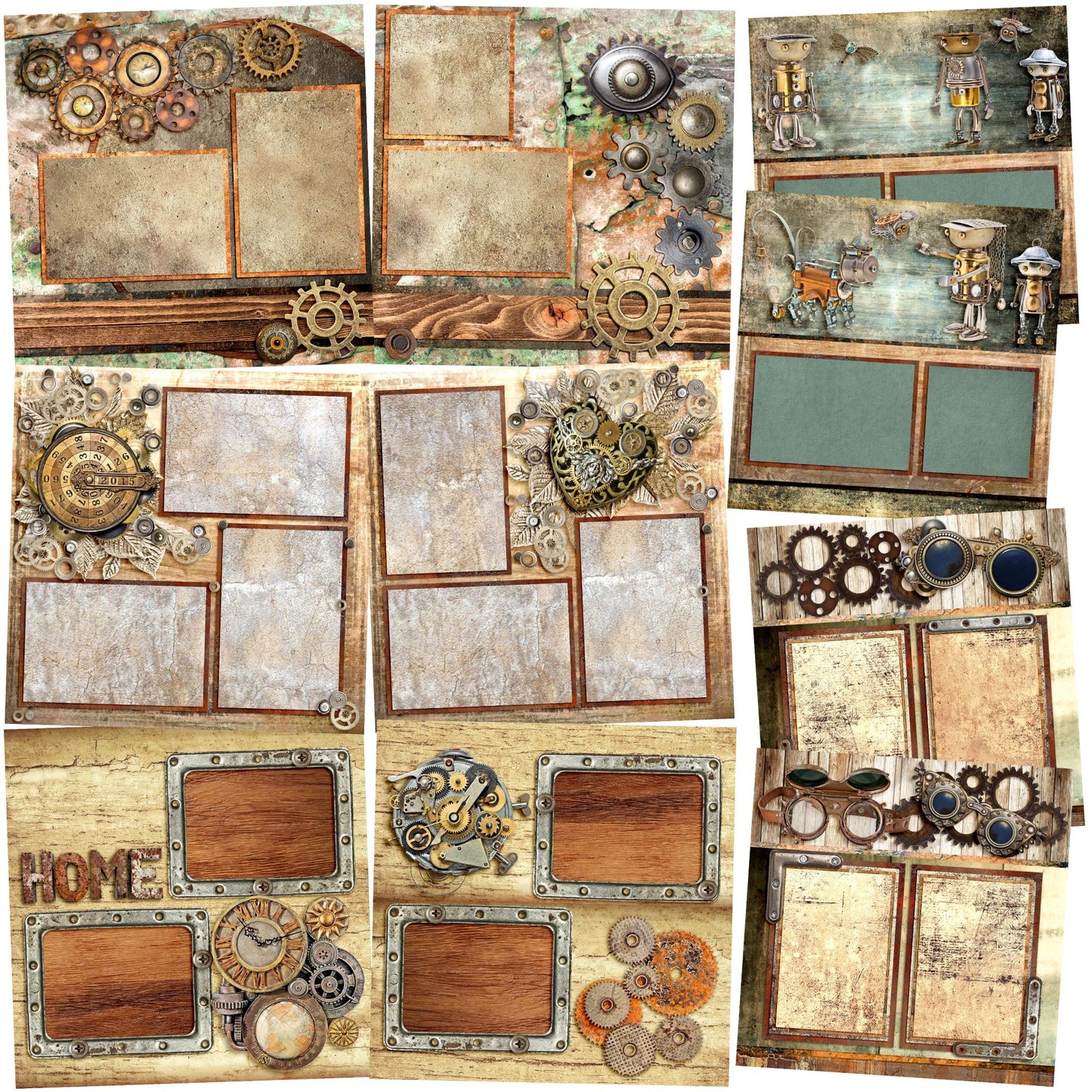 Steampunk - Set of 5 Double Page Layouts - 1335