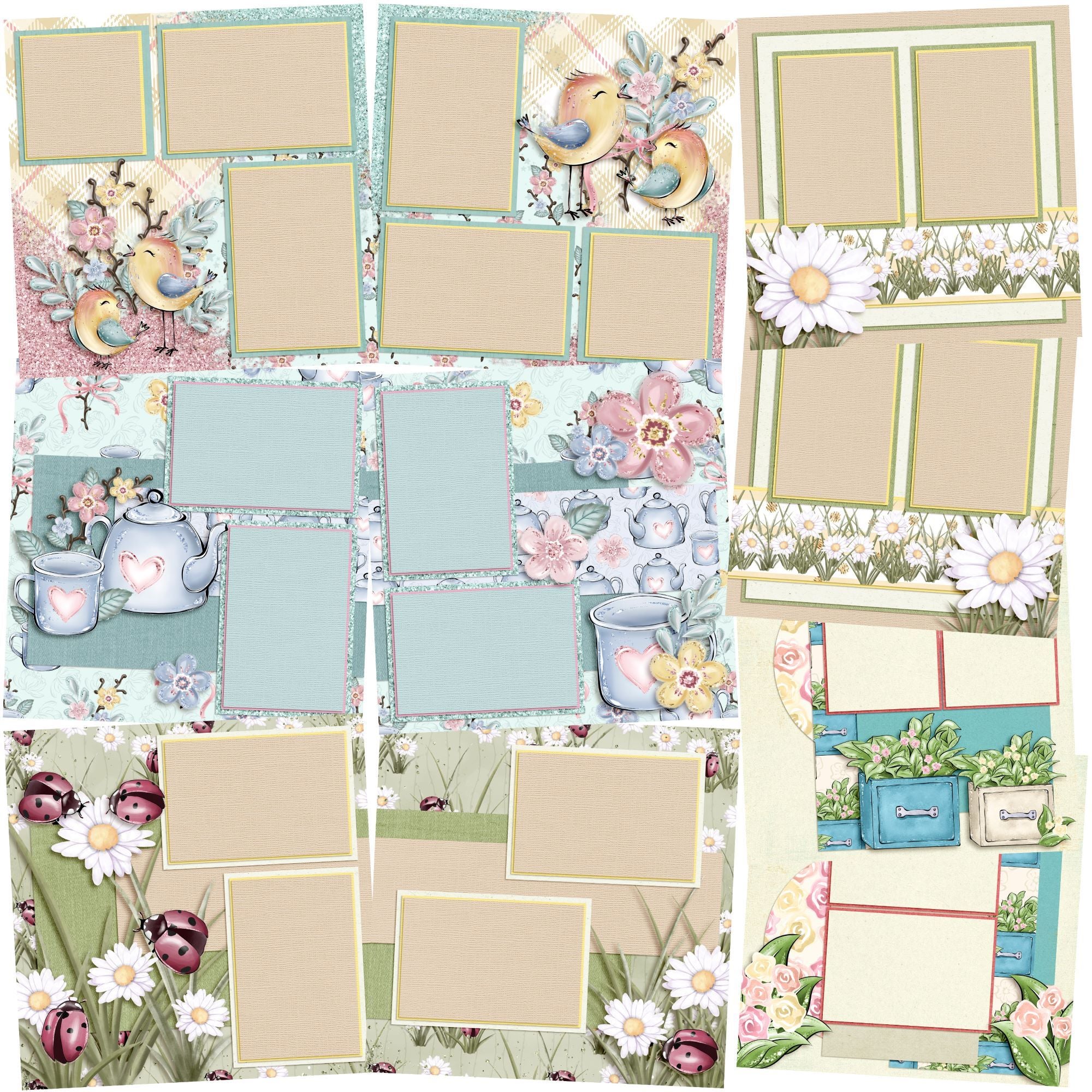 Sweet Spring - Set of 5 Double Page Layouts - 1766 – EZscrapbooks
