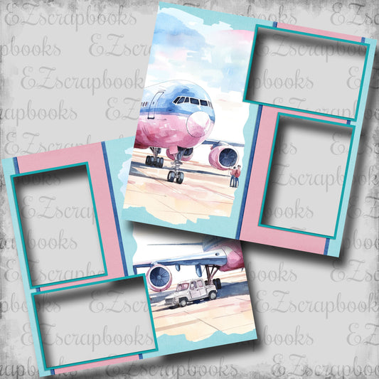 Pastel Travel Plane - EZ Digital Scrapbook Pages - INSTANT DOWNLOAD