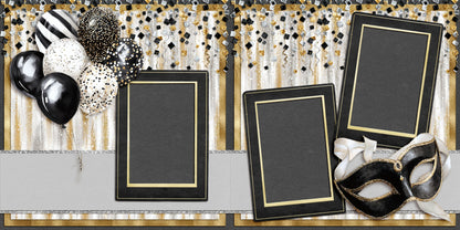 Happy New Year Mask & Balloons - Scrapbook Layout - 26-032