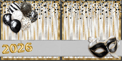 2026 Happy New Year Mask & Balloons NPM - Scrapbook Layout - 26-039