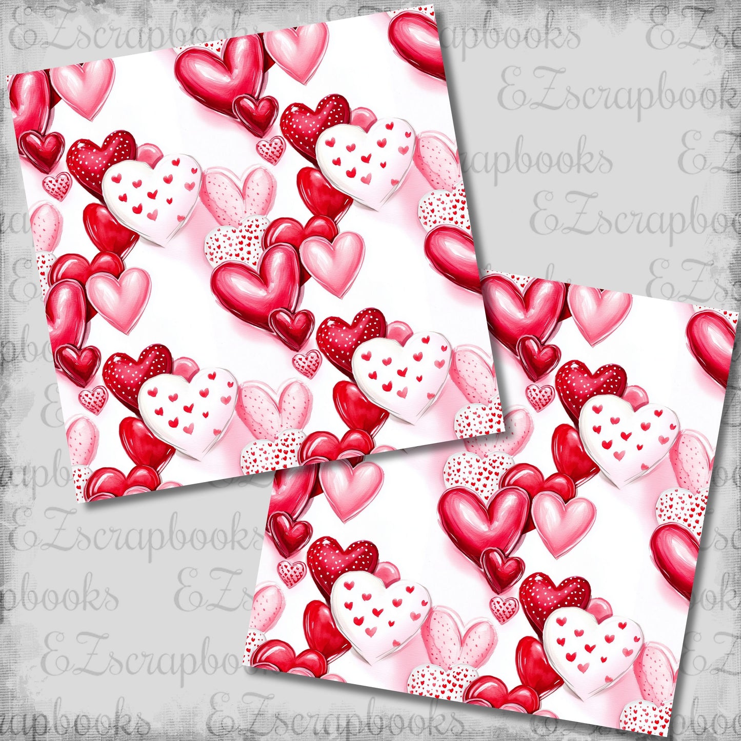 Valentine Hearts - 12x12 Scrapbook Papers - 26-051