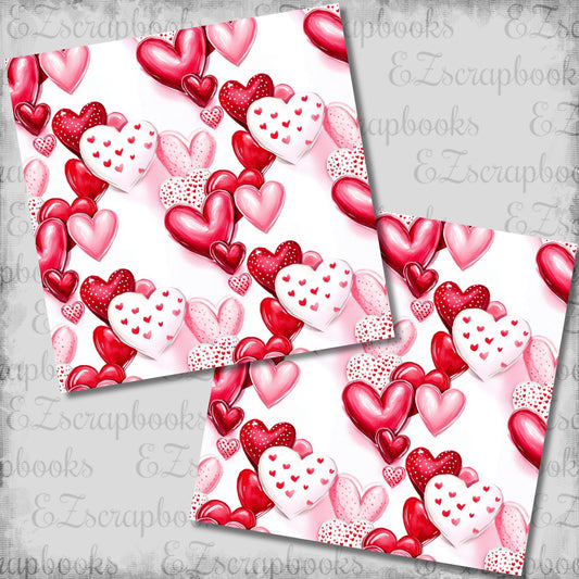 Valentine Hearts - 12x12 Scrapbook Papers - 26-051