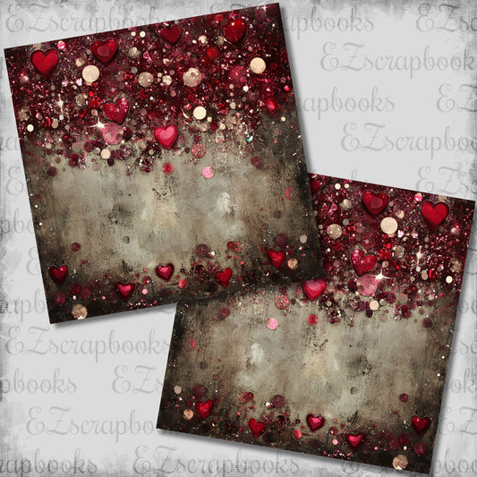 Valentine Sparkle Hearts NPM - Scrapbook Layout - 26-069