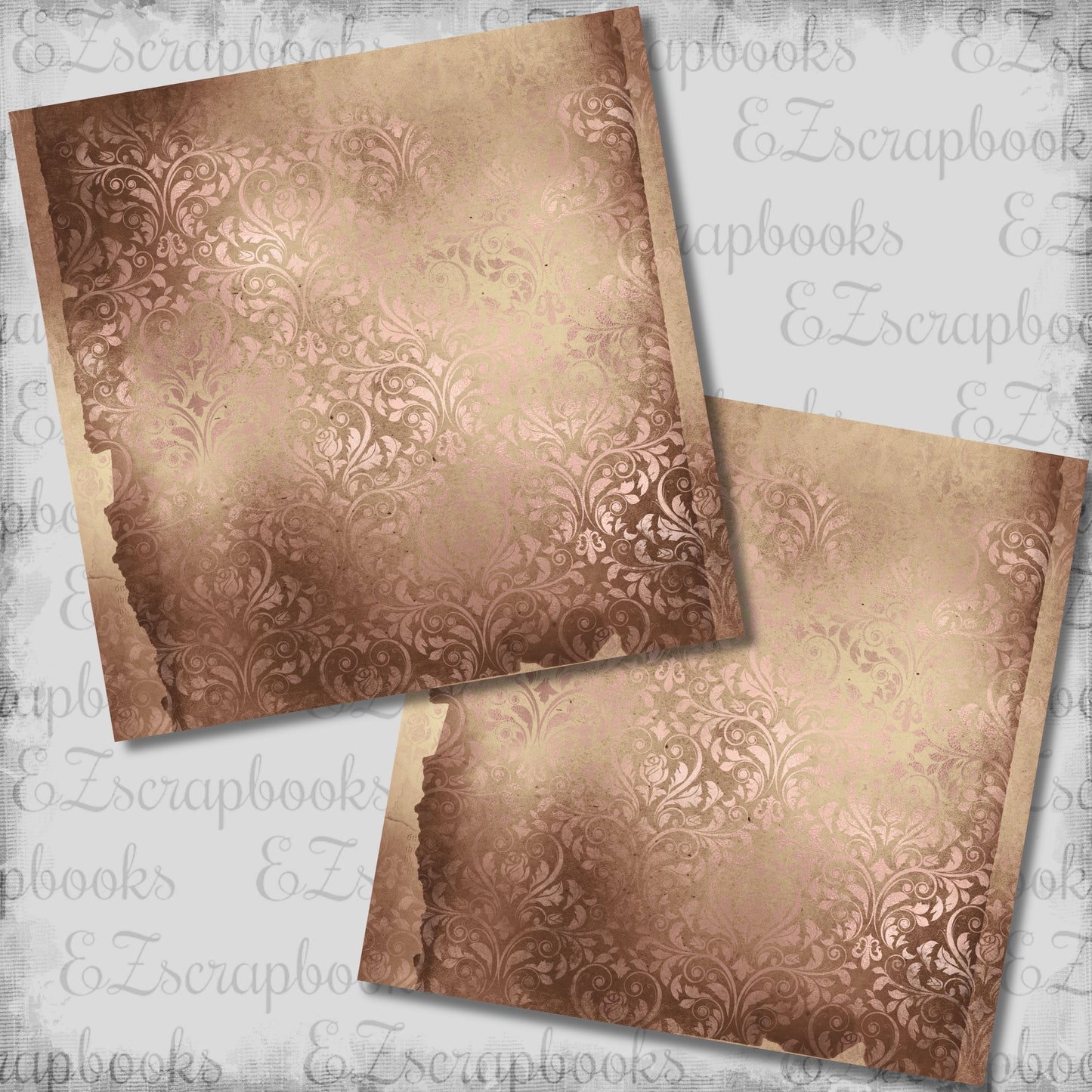 Rose Gold Ephemera Layered - 12x12 Scrapbook Papers - 26-065