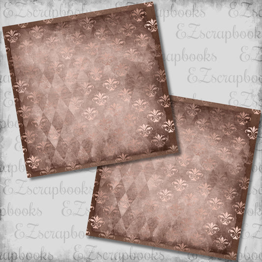 Rose Gold Ephemera Fleur de Lis - 12x12 Scrapbook Papers - 26-067