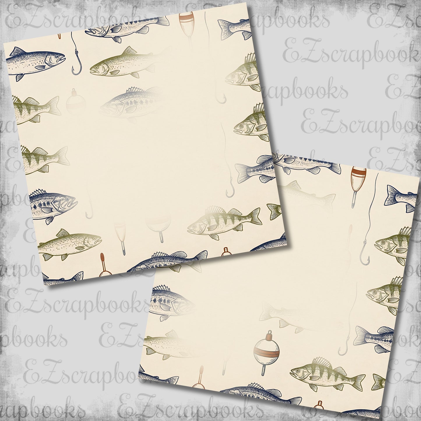 Fishing Fade NPM Scrapbook Layout - 26-073