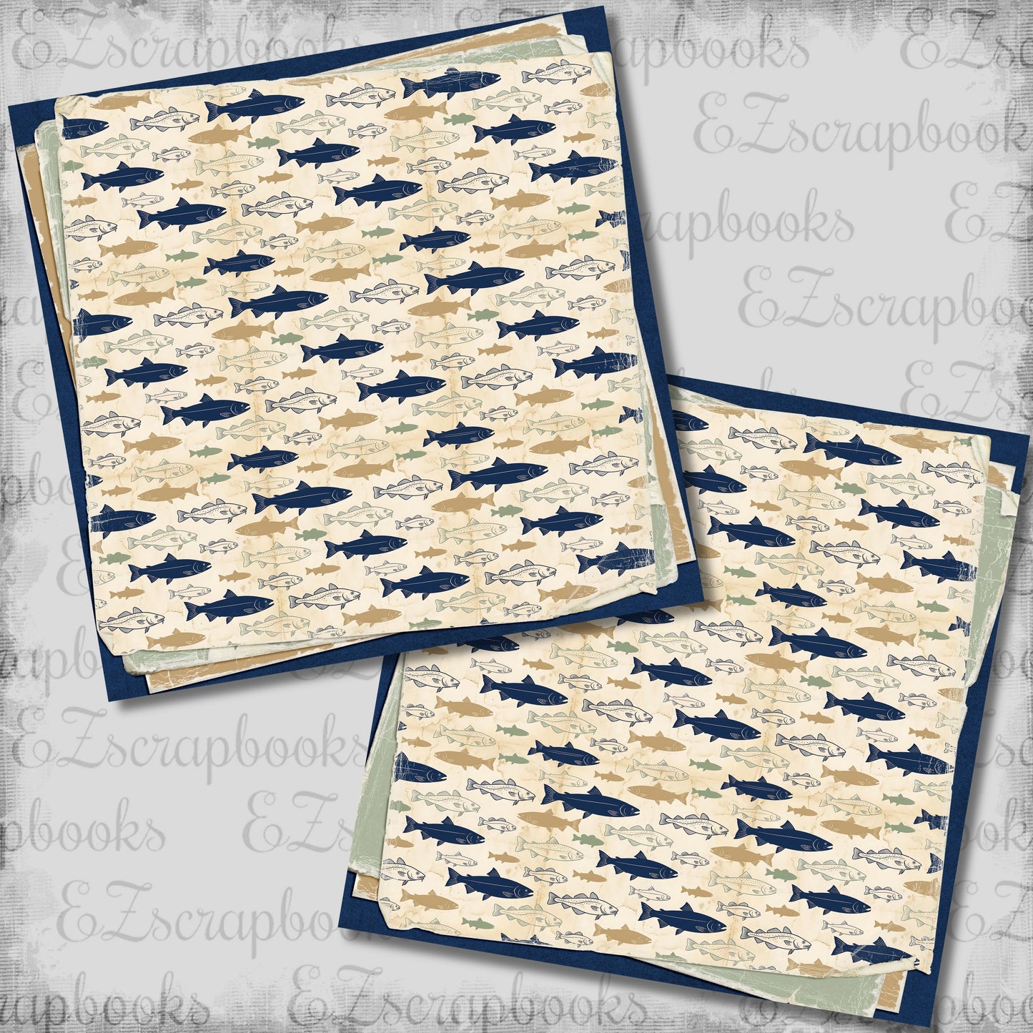 Stacked Fish NPM Scrapbook Layout - 26-075