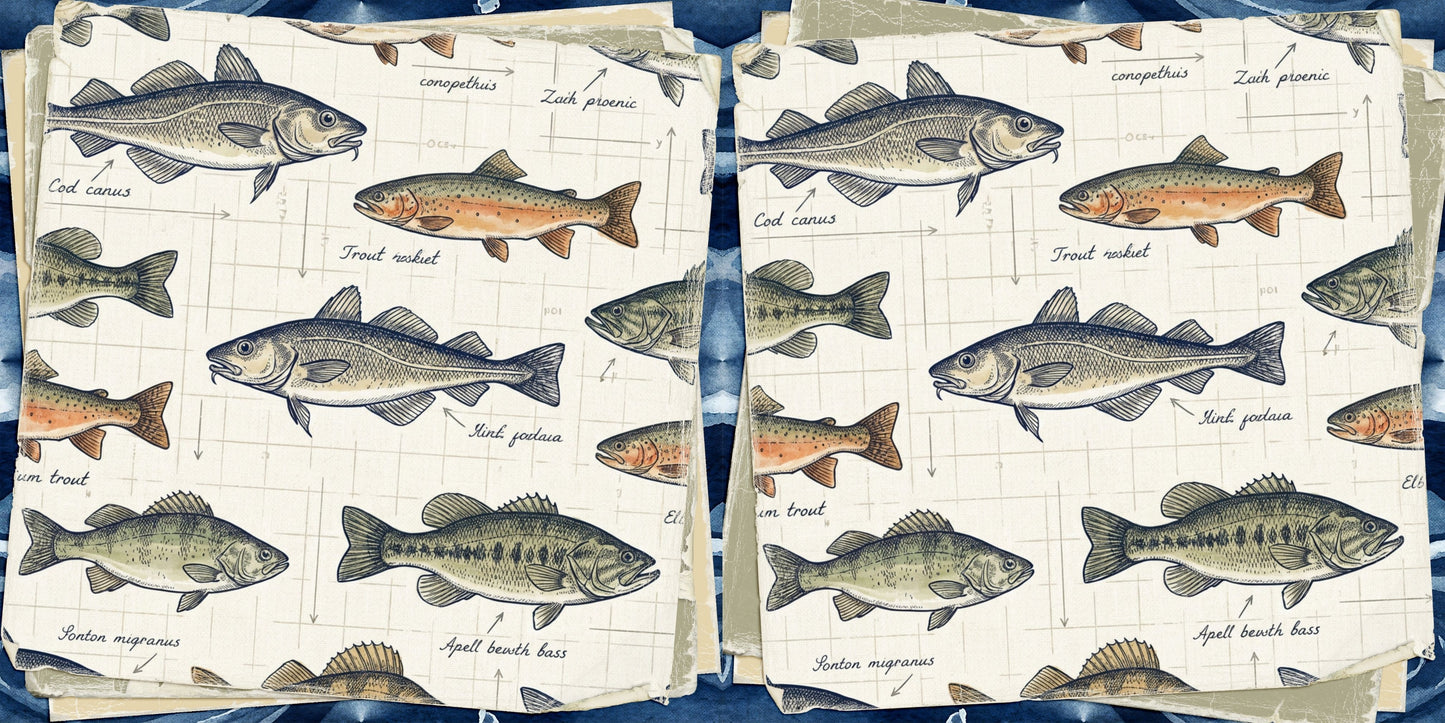Let's Go Fishing NPM - Set of 5 Double Page Scrapbook Layouts - 26-1033