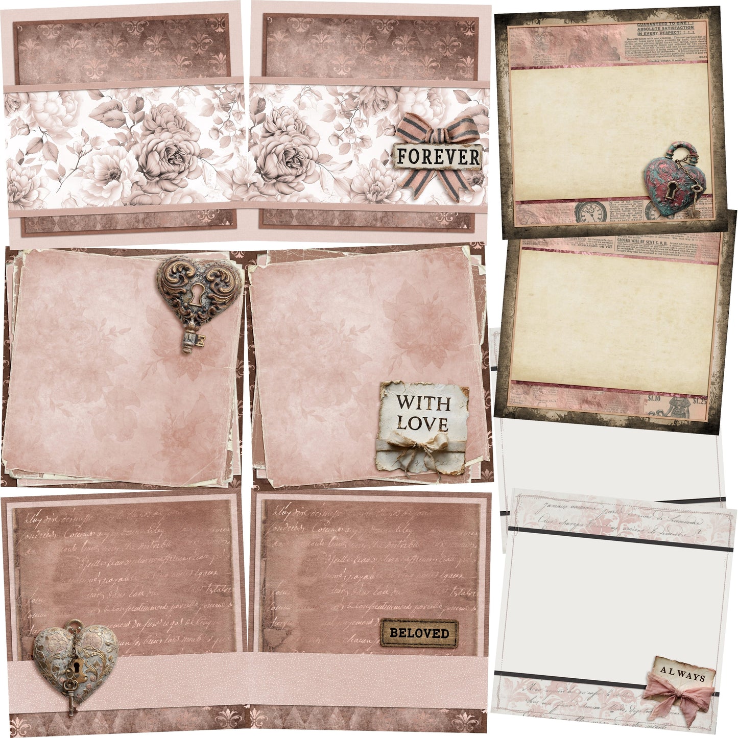Always & Forever NPM - Set of 5 Double Page Scrapbook Layouts - 26-1005