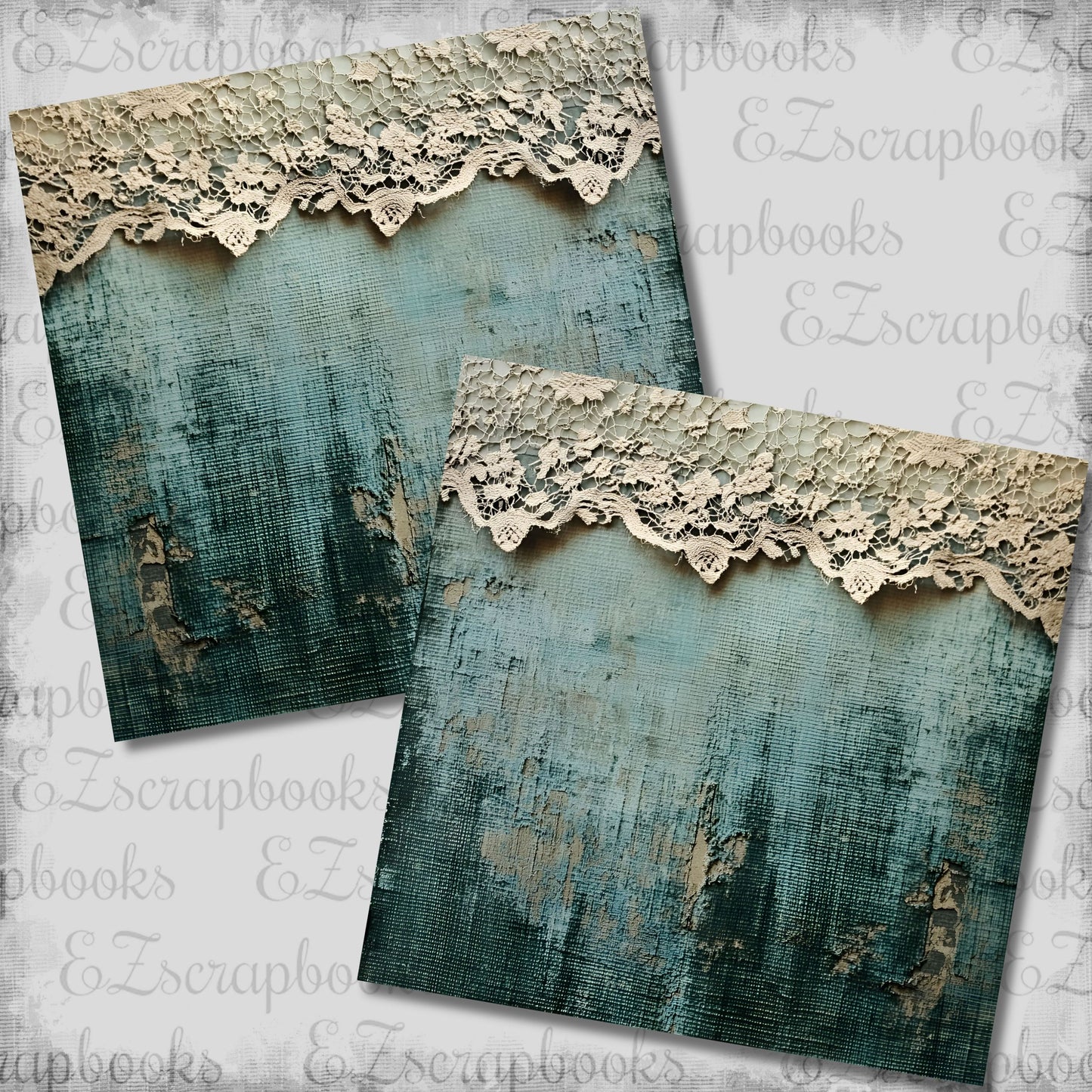 Vintage Lace Teal NPM Scrapbook Layout - 26-079