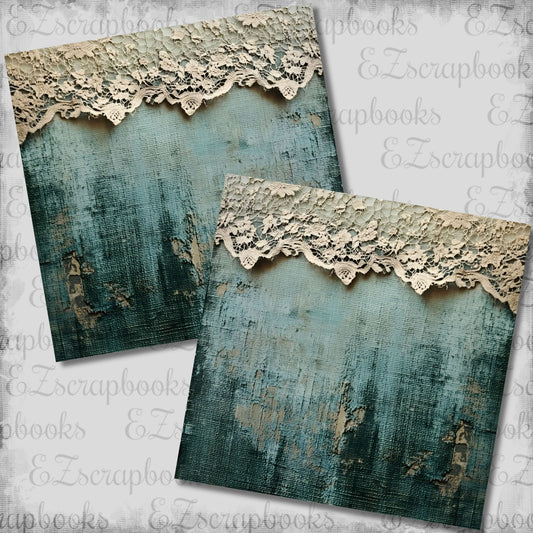 Vintage Lace Teal NPM Scrapbook Layout - 26-079