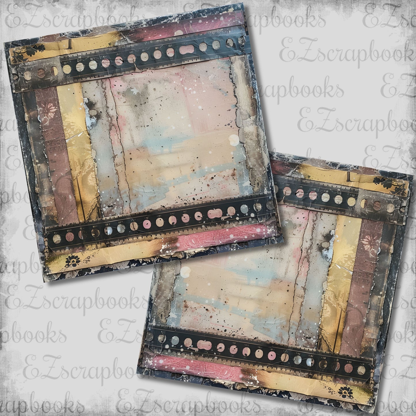 Vintage Grunge Beige NPM - Scrapbook Layout - 26-087