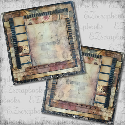 Vintage Grunge Plum NPM - Scrapbook Layout - 26-086
