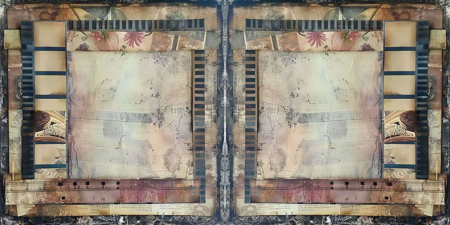 Vintage Grunge Plum NPM - Scrapbook Layout - 26-086
