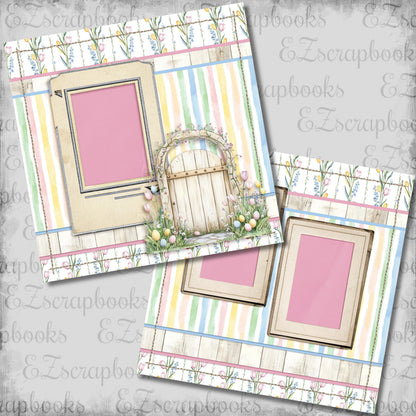 Pastel Easter Garden Gate - Scrapbook Layout - 26-136