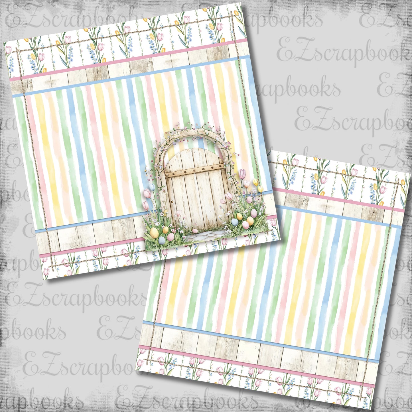 Pastel Easter Garden Gate NPM - Scrapbook Layout - 26-137