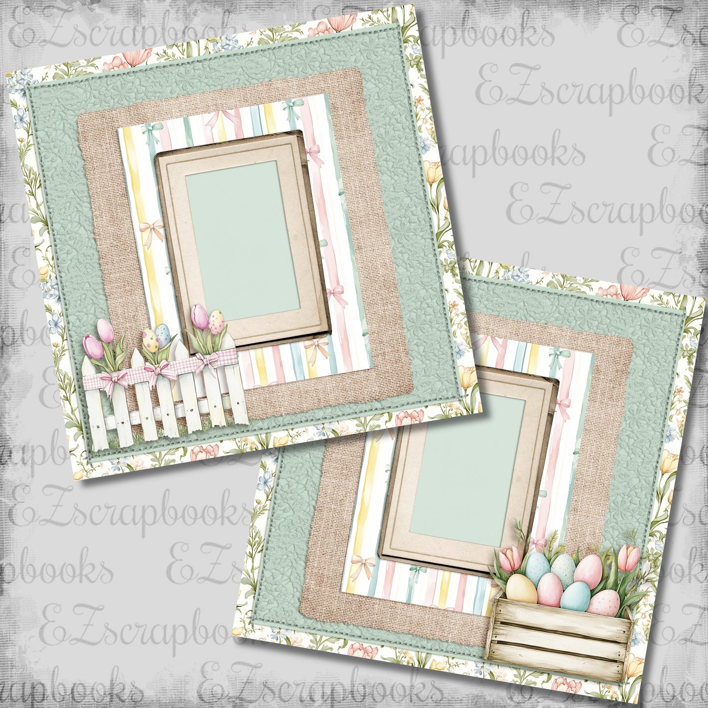 Pastel Easter Garden - Scrapbook Layout - 26-138