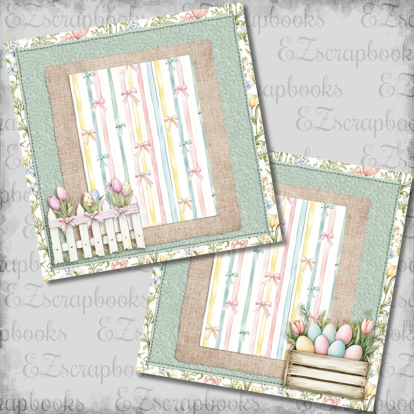 Pastel Easter Garden NPM - Scrapbook Layout - 26-139