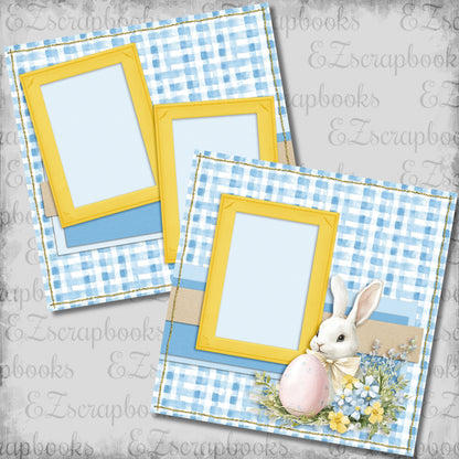 Pastel Easter Bunny Blue - Scrapbook Layout - 26-140