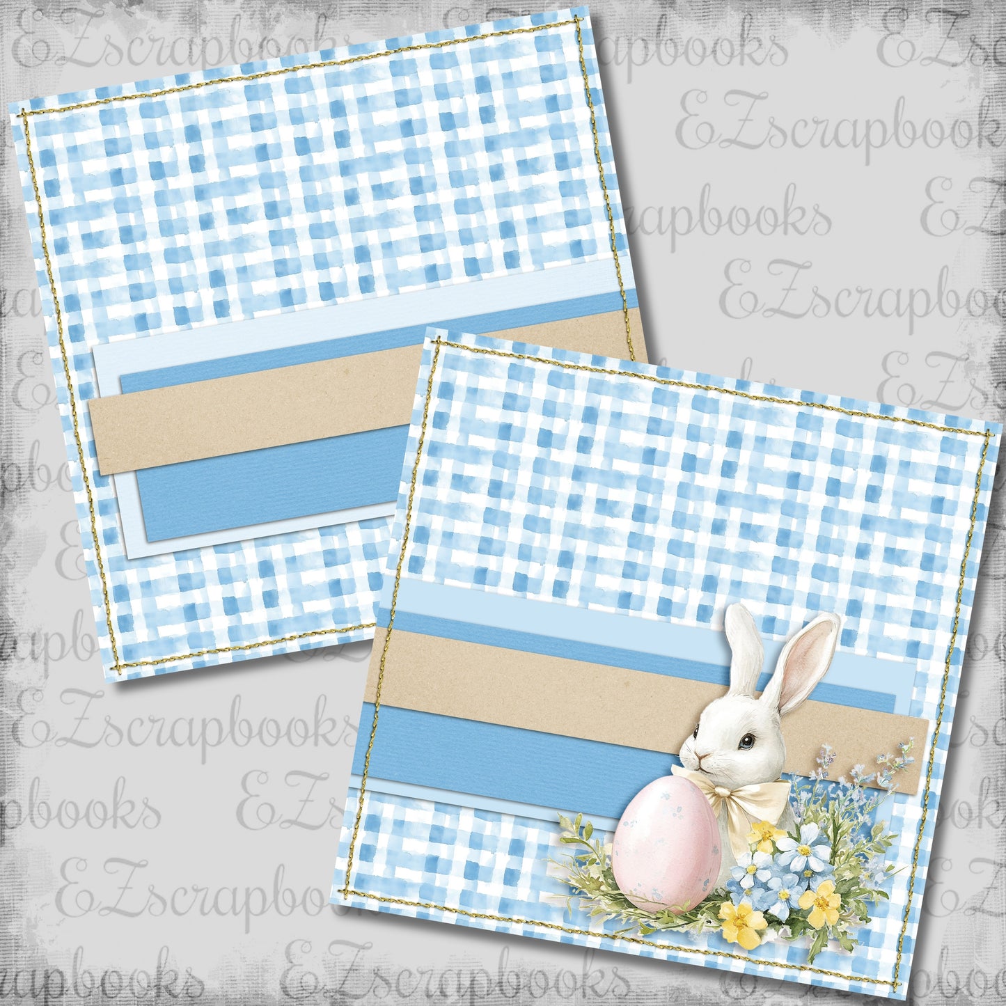 Pastel Easter Bunny Blue NPM - Scrapbook Layout - 26-141
