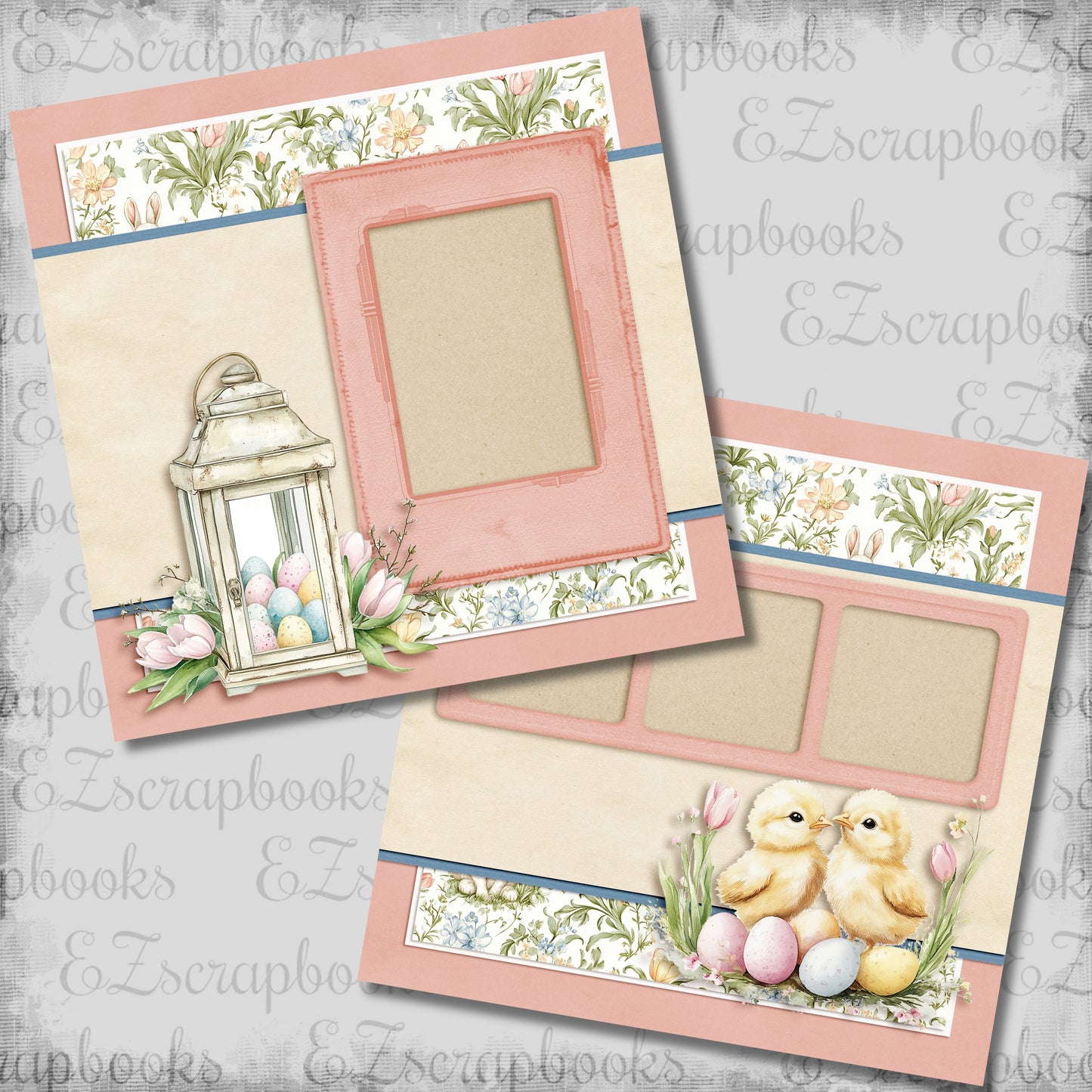 Pastel Easter Chicks - Scrapbook Layout - 26-142