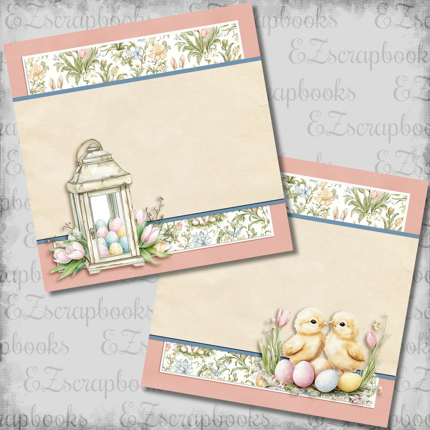 Pastel Easter Chicks NPM - Scrapbook Layout - 26-143