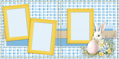 Pastel Easter Bunny Blue - Scrapbook Layout - 26-140