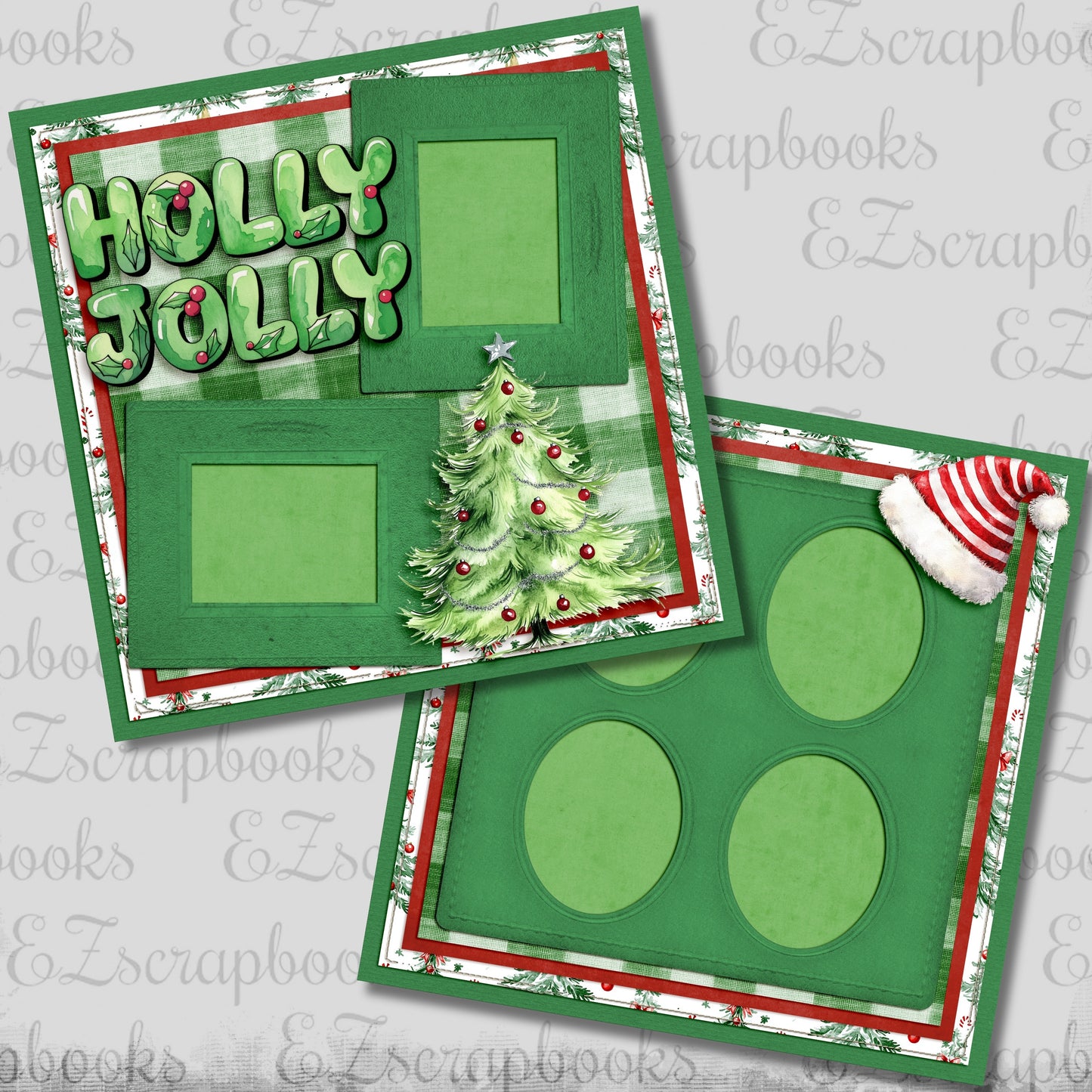 Whimsy Holly Jolly - Christmas Scrapbook Layout - 25-926