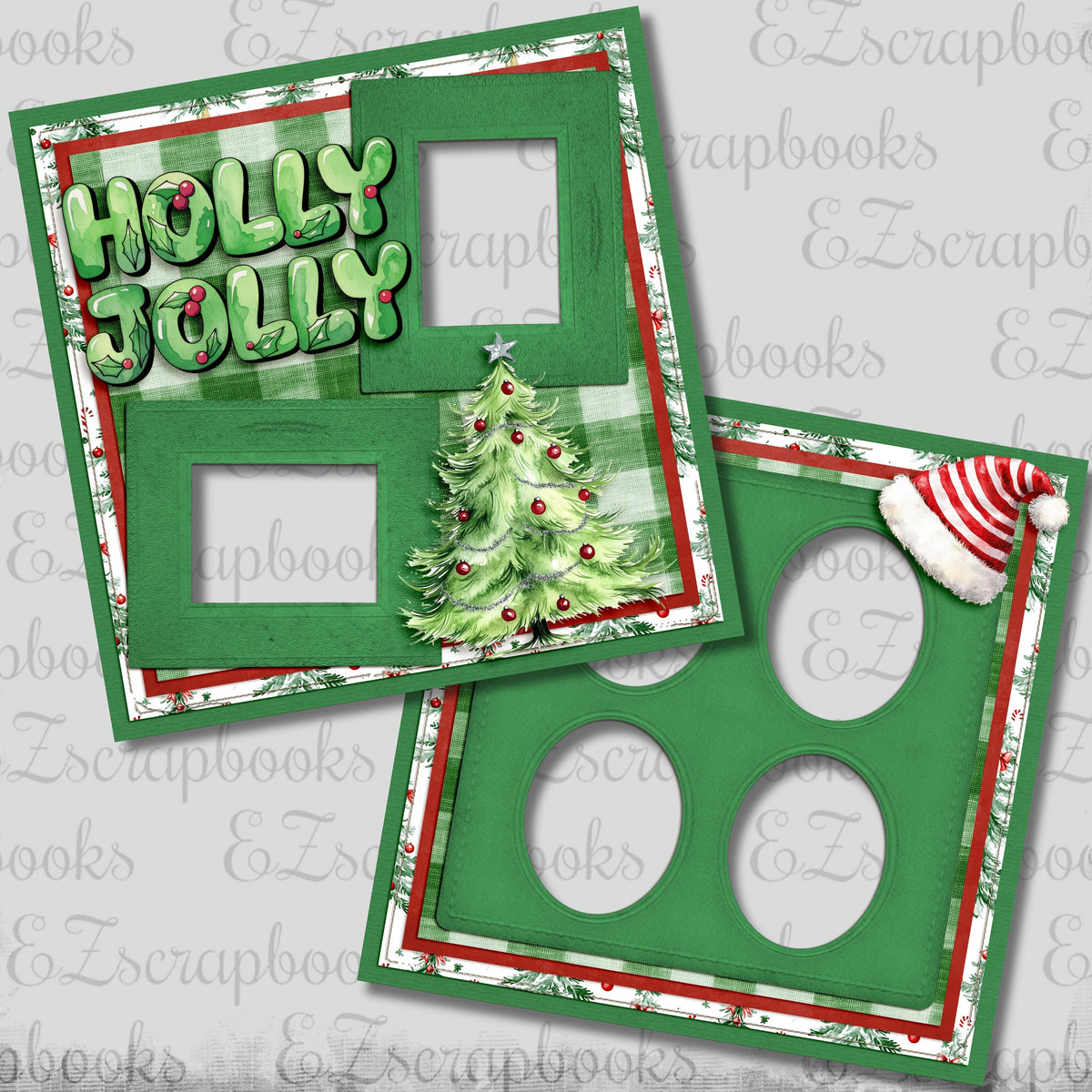 Whimsy Christmas Holly Jolly - EZ Digital Scrapbook Pages - INSTANT DOWNLOAD