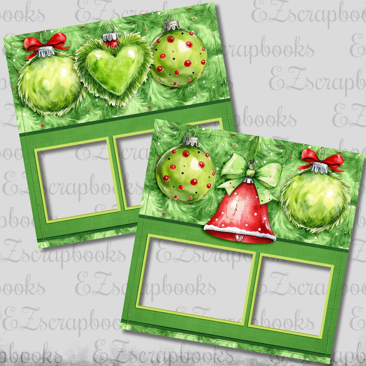 Whimsy Christmas Ornaments - EZ Digital Scrapbook Pages - INSTANT DOWNLOAD