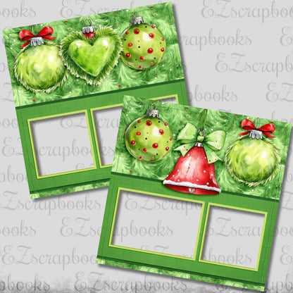 Whimsy Christmas Ornaments - EZ Digital Scrapbook Pages - INSTANT DOWNLOAD