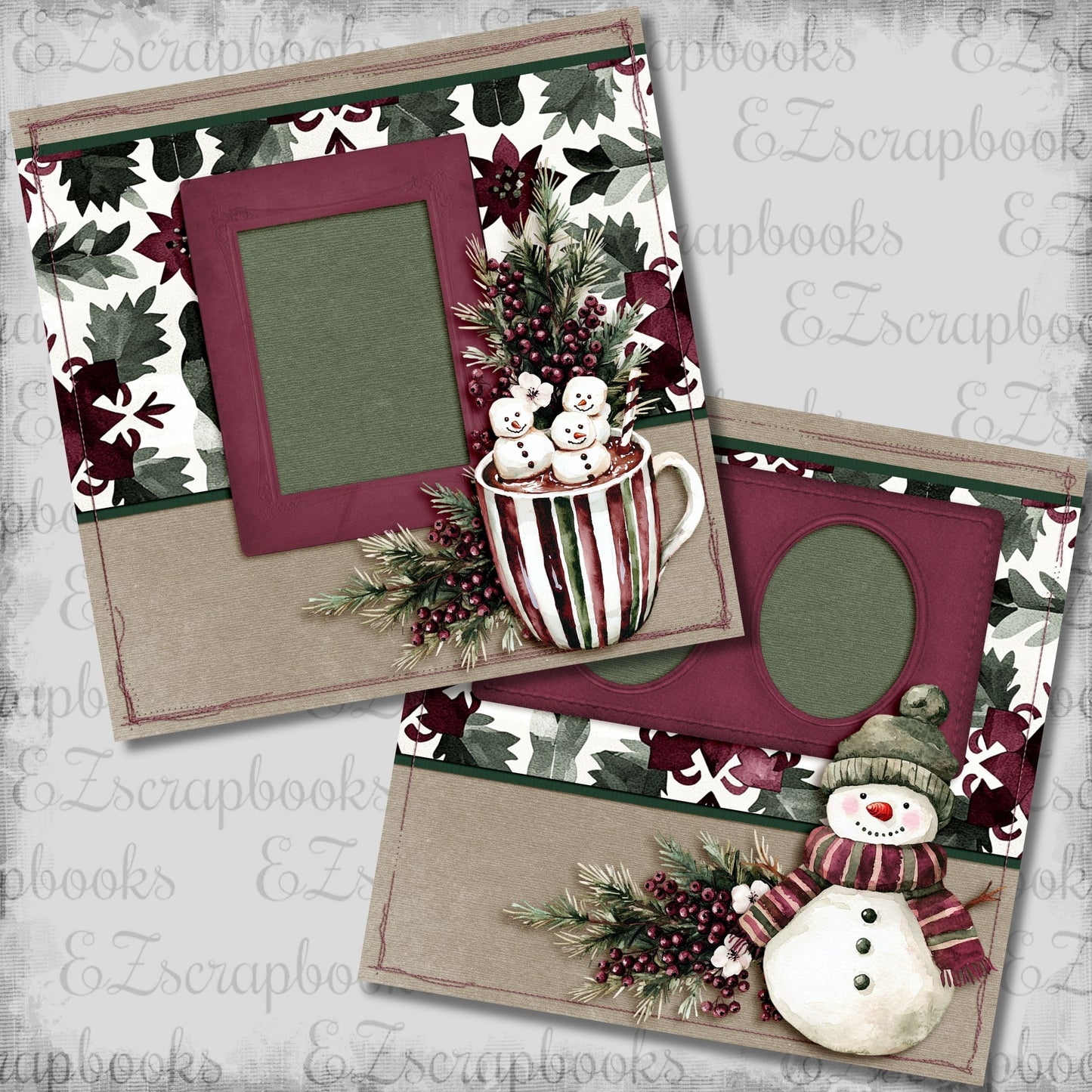 Joyful Snowmen - Christmas Scrapbook Layout - 25-914