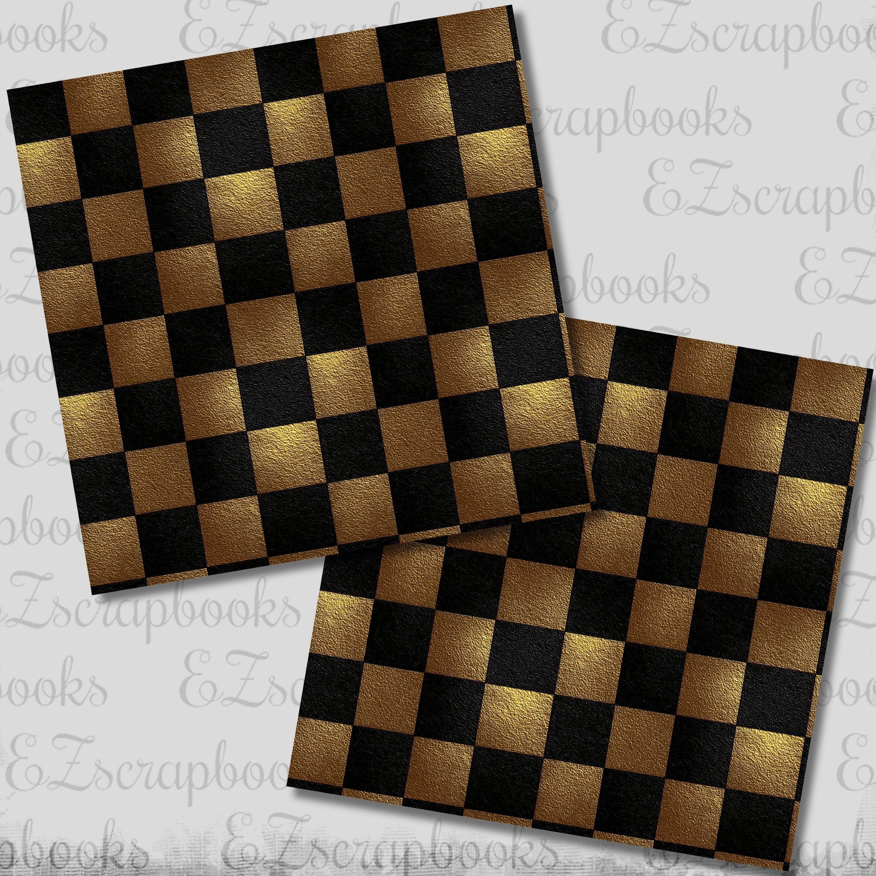 Black & Gold New Year Checkers - Scrapbook Papers - 26-006 – EZscrapbooks