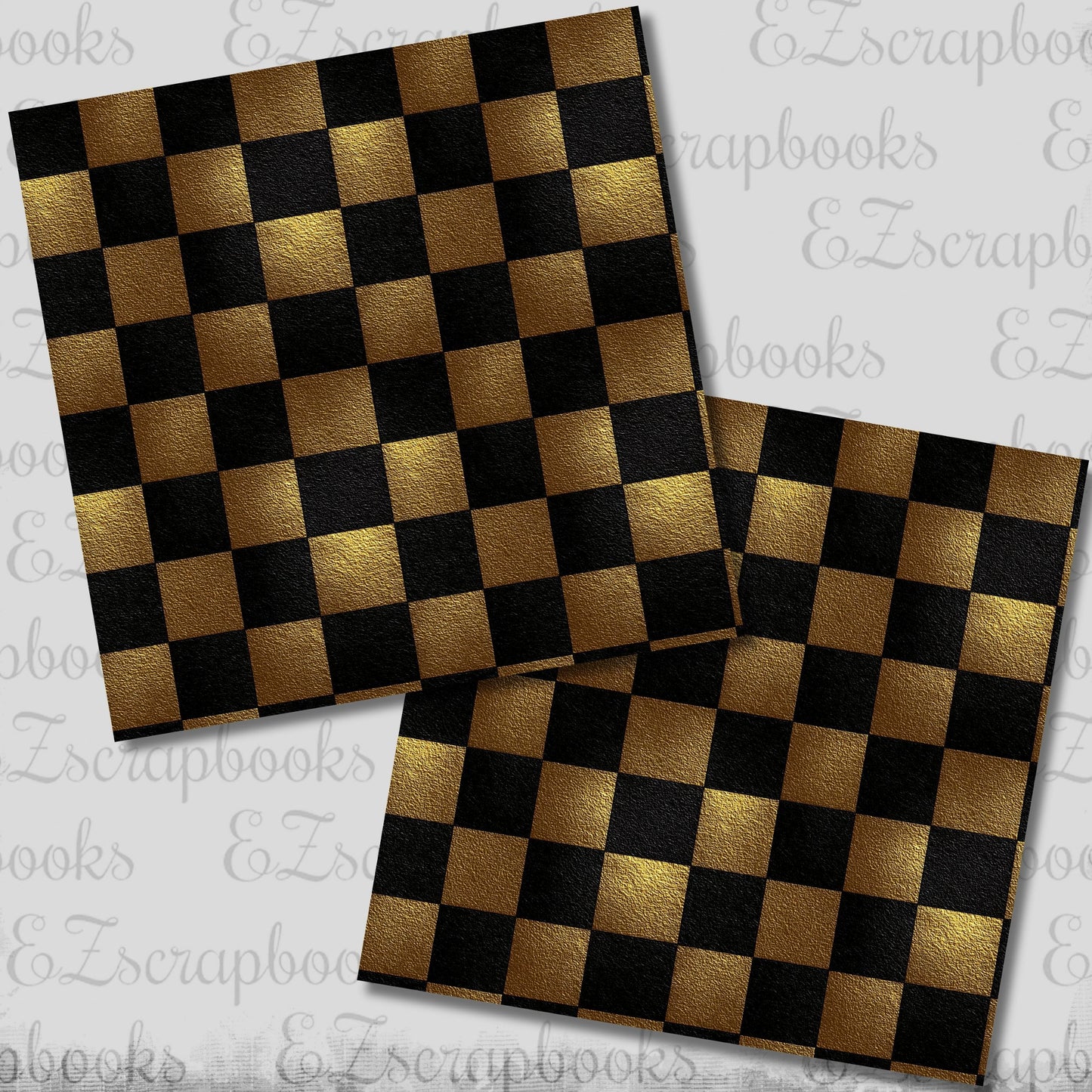 Black & Gold New Year Checkers - Scrapbook Papers - 26-006