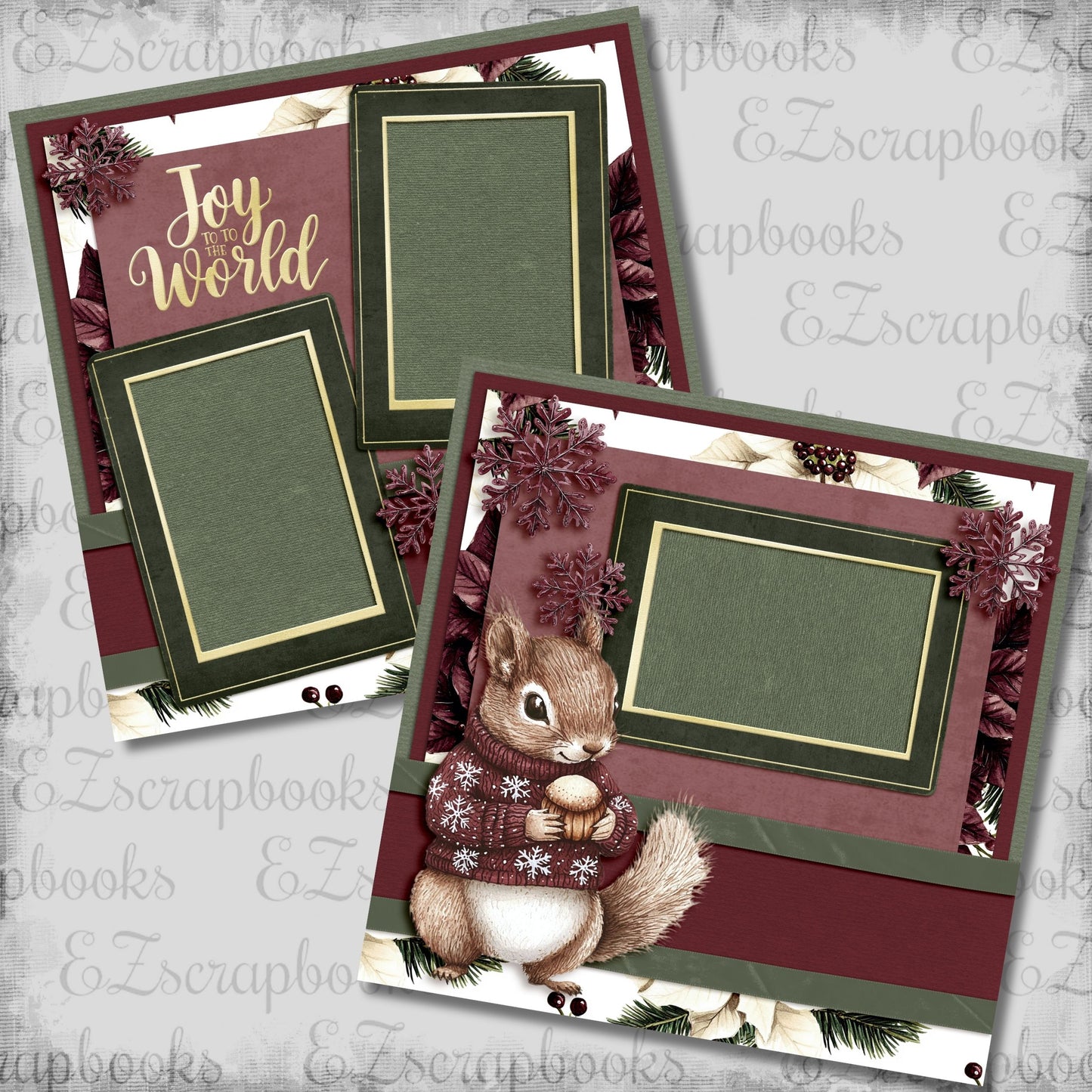 Joyful Squirrel - Christmas Scrapbook Layout - 25-920