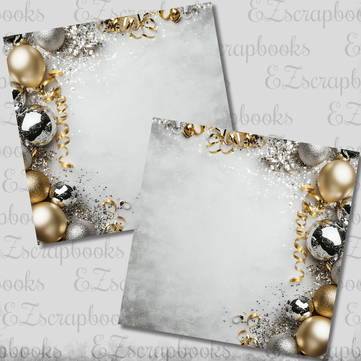 New Year Silver Border Balloons NPM - Scrapbook Layout - 26-001
