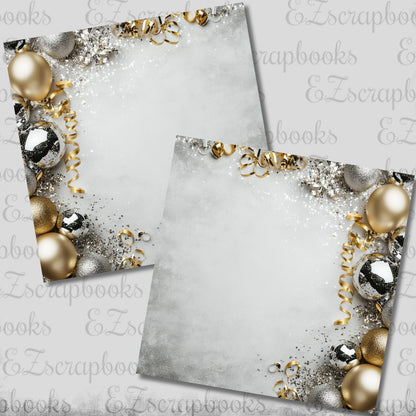 New Year Silver Border Balloons NPM - Scrapbook Layout - 26-001