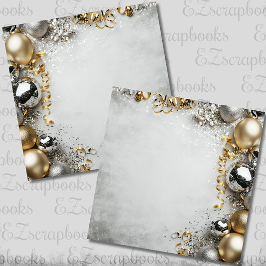 New Year Silver Border Balloons NPM - Scrapbook Layout - 26-001