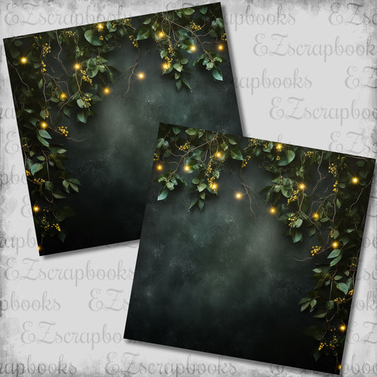 String Lights Dark Foliage NPM - Scrapbook Layout - 26-027