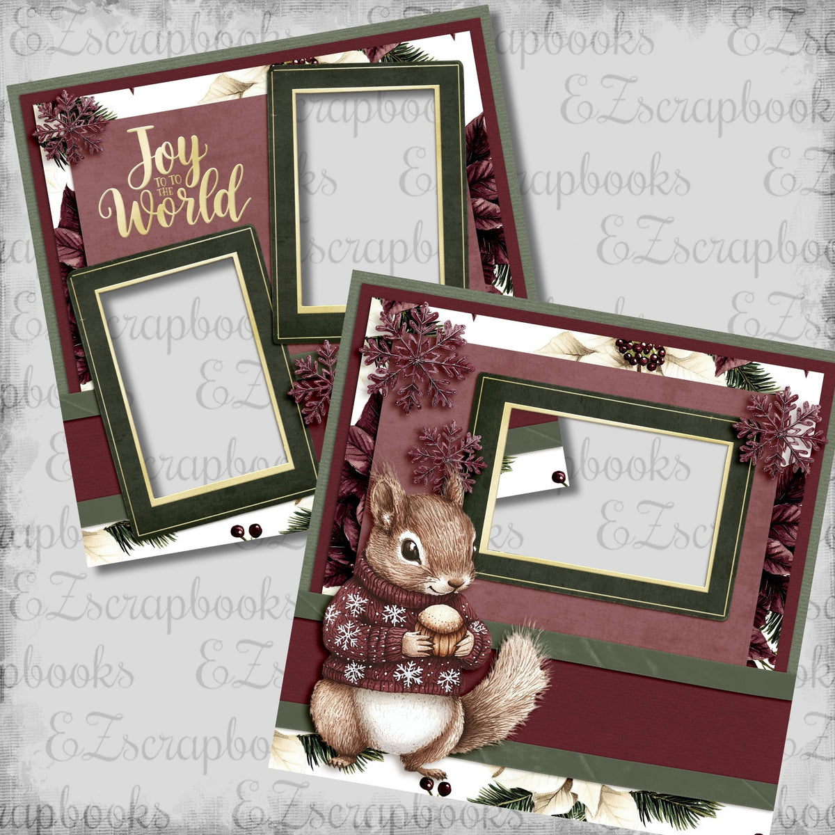 Joyful Squirrel - EZ Digital Scrapbook Pages - INSTANT DOWNLOAD